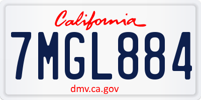 CA license plate 7MGL884
