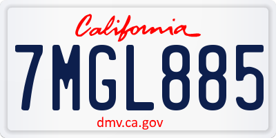 CA license plate 7MGL885