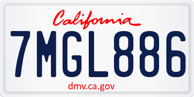 CA license plate 7MGL886