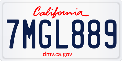 CA license plate 7MGL889