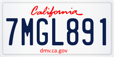 CA license plate 7MGL891