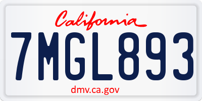 CA license plate 7MGL893