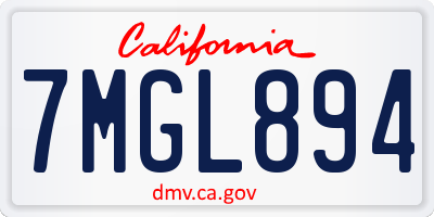 CA license plate 7MGL894