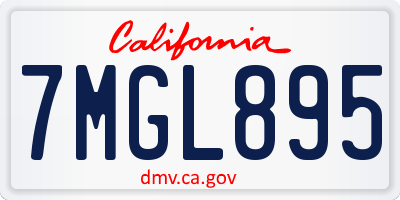 CA license plate 7MGL895