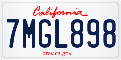 CA license plate 7MGL898