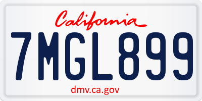 CA license plate 7MGL899