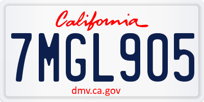 CA license plate 7MGL905