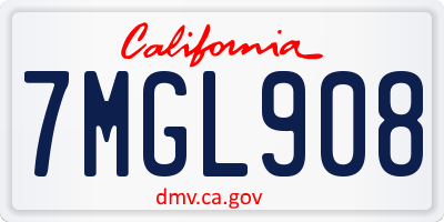CA license plate 7MGL908
