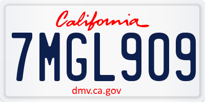 CA license plate 7MGL909