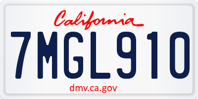 CA license plate 7MGL910