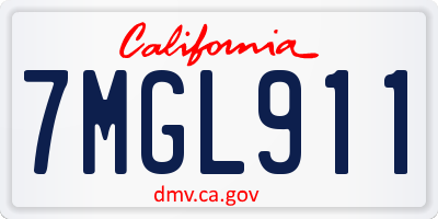 CA license plate 7MGL911