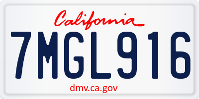 CA license plate 7MGL916