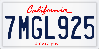 CA license plate 7MGL925