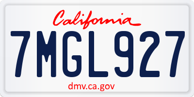 CA license plate 7MGL927