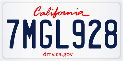 CA license plate 7MGL928