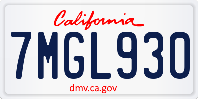 CA license plate 7MGL930