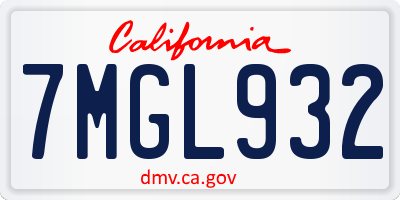 CA license plate 7MGL932