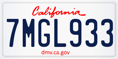 CA license plate 7MGL933