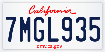 CA license plate 7MGL935