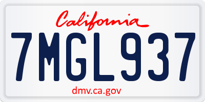 CA license plate 7MGL937