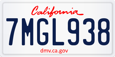 CA license plate 7MGL938