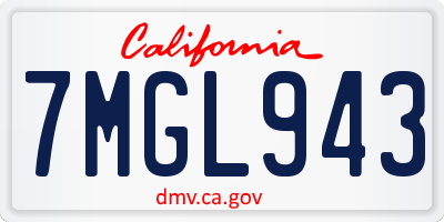 CA license plate 7MGL943