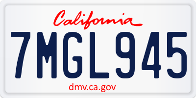 CA license plate 7MGL945