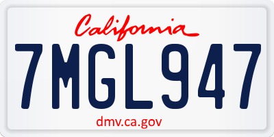 CA license plate 7MGL947