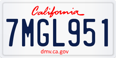 CA license plate 7MGL951