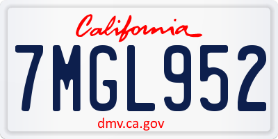 CA license plate 7MGL952