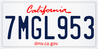 CA license plate 7MGL953