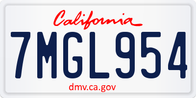 CA license plate 7MGL954