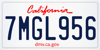 CA license plate 7MGL956