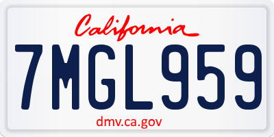 CA license plate 7MGL959