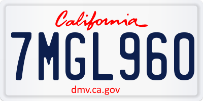 CA license plate 7MGL960