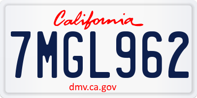 CA license plate 7MGL962