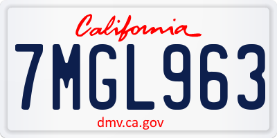 CA license plate 7MGL963