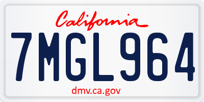 CA license plate 7MGL964
