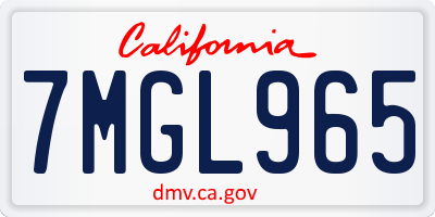 CA license plate 7MGL965