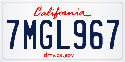 CA license plate 7MGL967