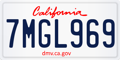 CA license plate 7MGL969