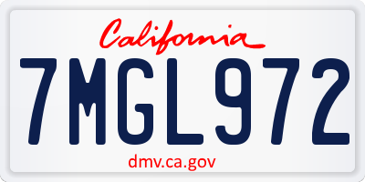 CA license plate 7MGL972
