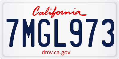 CA license plate 7MGL973