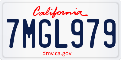 CA license plate 7MGL979