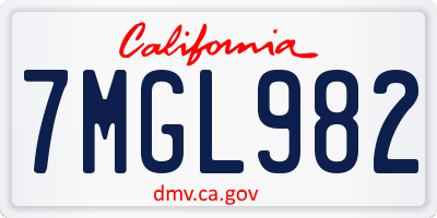 CA license plate 7MGL982