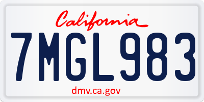 CA license plate 7MGL983