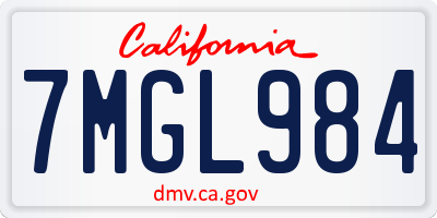 CA license plate 7MGL984