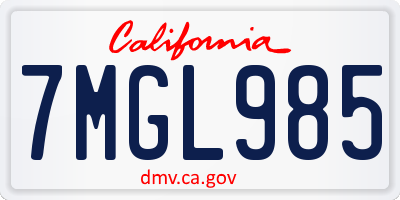 CA license plate 7MGL985