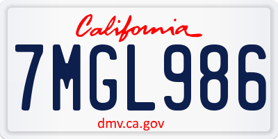 CA license plate 7MGL986