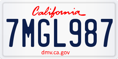 CA license plate 7MGL987
